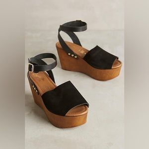 Seychelles Black Suede Forward Wedge